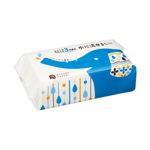 【送料無料】河野製紙ふっくらやわらか3枚重ね水に流せるソフトパックティシュー 100組／パック 1セット（30パック）