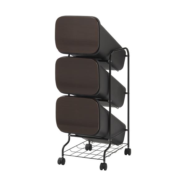 【送料無料】スタンド式 ダストボックス/ゴミ箱 【ウッド 19L×3段】 木目調 高さ97cm キャスター付き 『スムース』【代引不可】|イーグルアイ店