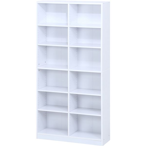 【送料無料】ブックシェルフ 本棚 約幅900×奥行290×高さ1800mm 6段×2列 ホワイト 多目的棚 リビング ダイニング 書斎 子供部屋【代引不可】