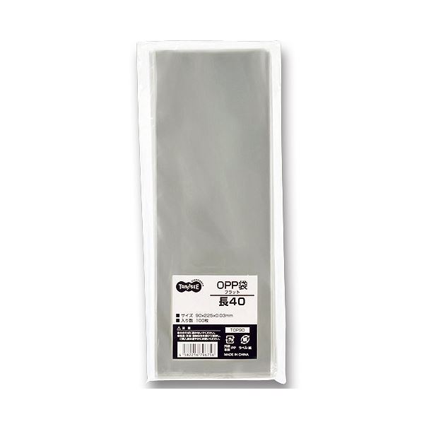 【送料無料】（まとめ） TANOSEE OPP袋 フラット 長40 90×225mm 1セット（1000枚：100枚×10パック） 【×2セット】