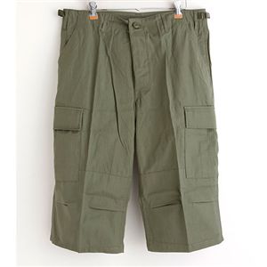 【送料無料】アメリカ軍 BDU クロップド カーゴパンツ 迷彩服 XLサイズ オリーブ 7分丈 リップストップ レプリカ ミリタリーパンツ