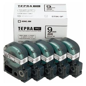 【送料無料】キングジム テプラPROテープエコパック 透明ラベル5個入 ST9K-5P