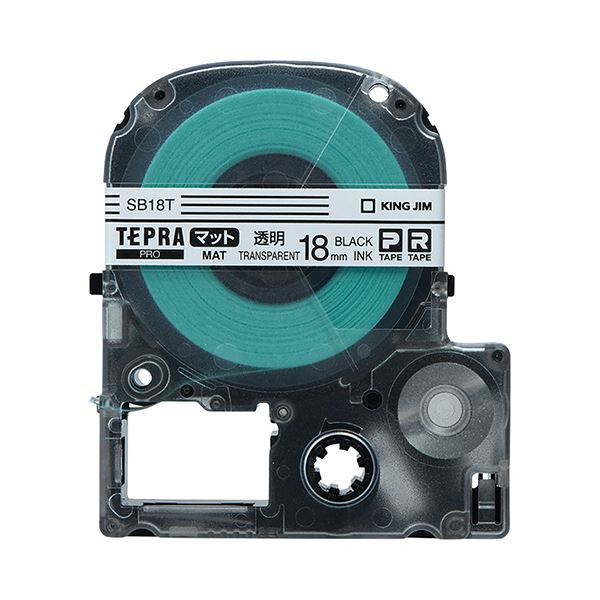 【送料無料】（まとめ） キングジム テプラ PRO テープカートリッジ マットラベル 18mm 透明／黒文字 SB18T 1個 【×4セット】