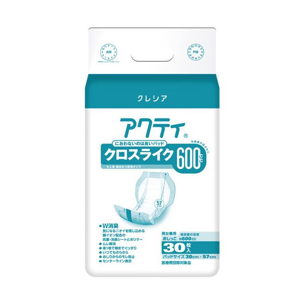 日本製紙クレシア アクティ パワー消臭パッド600 30枚6P ダイエット 健康 衛生用品 おむつ パンツ  レビュー投稿で次回使える2000円クーポン全員にプレゼント お買い得モデル