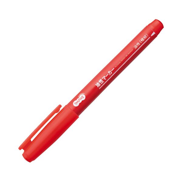 【送料無料】（まとめ） TANOSEE キャップ式油性マーカー シングル 極細 赤 1セット（50本） 【&times;4セット】｜イーグルアイ店
