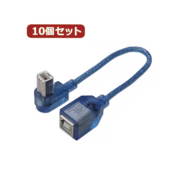 【送料無料】変換名人 10個セット USB BtypeL型ケーブル延長20（下L） USBB-CA20DLX10