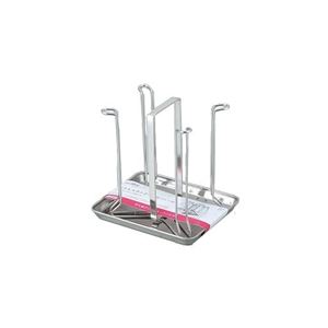 【送料無料】〔12個セット〕 グラススタンド コップスタンド 約幅16cm 4客用 ステンレス トレー付 頑丈 SUIグート 水切りラック キッチン