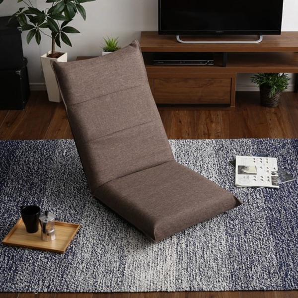 【送料無料】ハイバック 座椅子 パーソナルチェア 約幅50cm ブラウン ボリューム 日本製 国産 コンパクト収納 完成品 フロアチェア リクライニングチェア ローチェア 座いす スチールパイプ ウレタンフォーム リビング ダイニング【代引不可】
