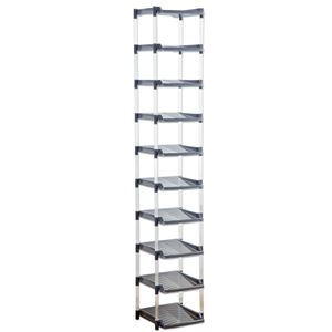 【送料無料】【6個セット】 スリムシューズラック/靴収納棚 【10段 グレー】 幅29.7cm×奥行30.5cm×高さ166cm 日本製