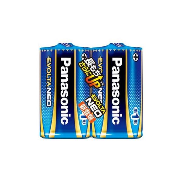 （まとめ）Panasonic 蓄電池エボルタネオ単1形 2本入 LR20NJ／2SE【×10仕かける】 充電式電池・充電器セット-電池-家電