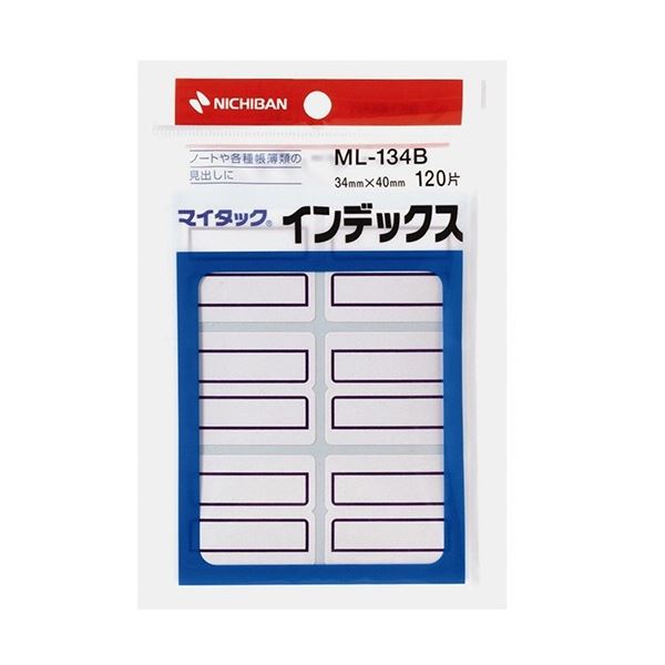 【送料無料】(まとめ) ニチバン マイタック インデックス紙ラベル 特大 40×34mm 青枠 ML-134B 1セット(1200片：120片×10パック) 【×5セット】