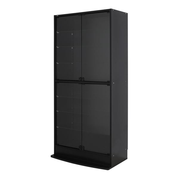 【送料無料】コレクションケース/収納棚 【ワイド ハイタイプ 本体 奥行39cm ブラック】 幅83.1cm 強化ガラス扉 棚板 【組立品】【代引不可】