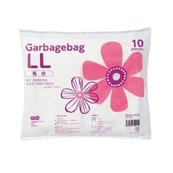 【送料無料】（まとめ）TANOSEE 丸底耳付ゴミ袋乳白半透明 LL 1パック（10枚）【×50セット】