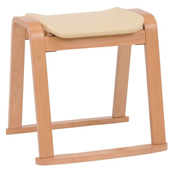 【送料無料】〔2台セット〕 オットマン 幅46×奥行43×高さ44cm ナチュラル 木製 ラバーウッド PVC スタッキング スツール リビング【代引不可】