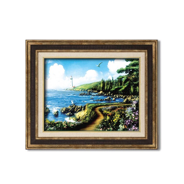 【送料無料】〔 額装品 〕 世界の名画 ダークブラウンアンティーク額 F6 アラン・ギアナ絵画額「運命の岬」 フレーム 額縁 額