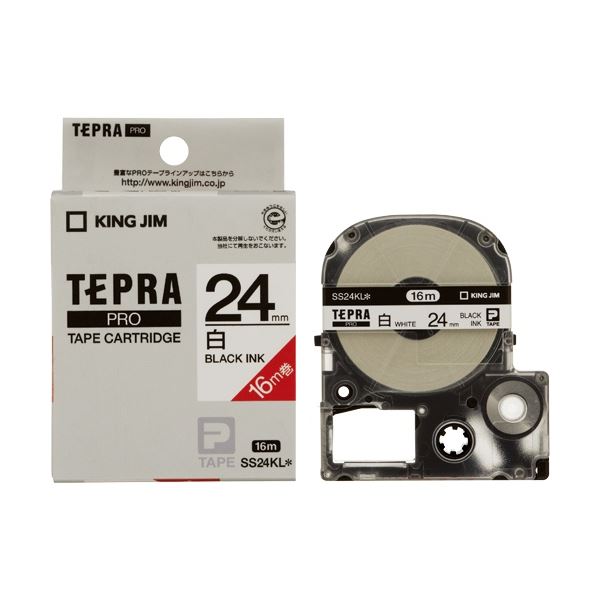 【送料無料】キングジム テプラPROテープSS24KL-5 白に黒字24mm 5個