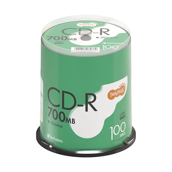 【送料無料】(まとめ) TANOSEE バーベイタム データ用CD-R 700MB 48倍速 ブランドシルバー スピンドルケース SR80FC100T2 1パック(100枚) 【×3セット】