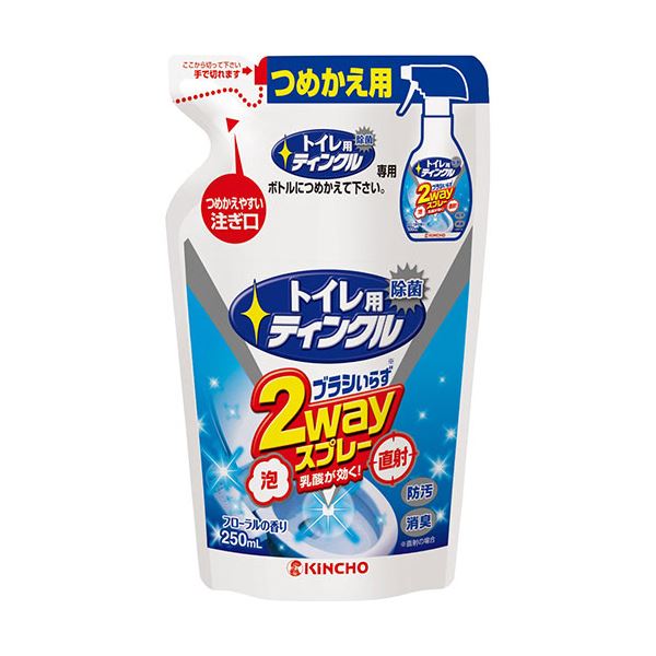 （まとめ）大日本除蟲菊 KINCHOトイレ用ティンクル トイレ洗剤 直射・泡 2wayスプレー 詰め替え 250ml 1パック【×20セット】 5,641円