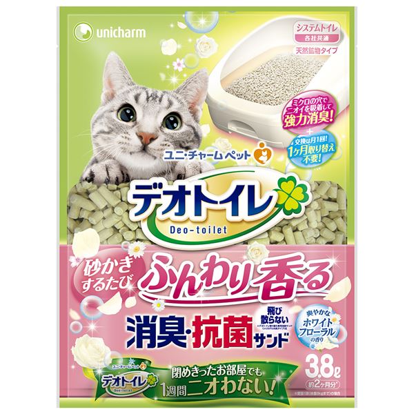 【送料無料】(まとめ）デオトイレ ふんわり香る消臭・抗菌サンド ホワイトフローラルの香り 3.8L （ペット用品)【×4セット】【代引不可】
