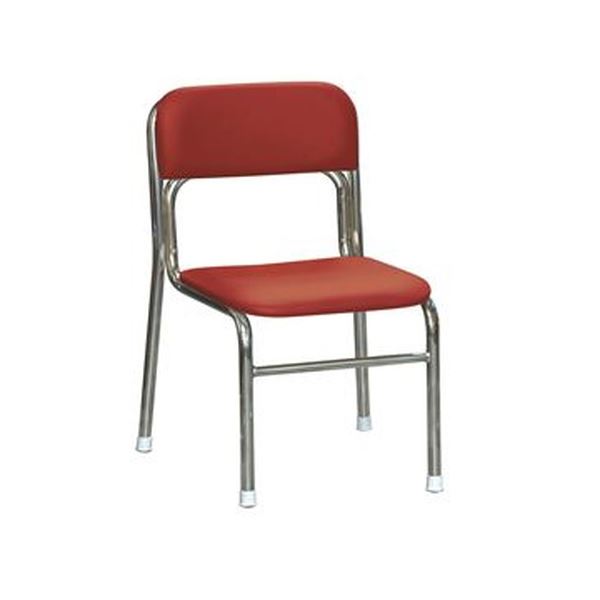 【送料無料】スタッキングチェア 幅45cm レッド×クロムメッキ 重さ4.3kg 軽量 日本製 防汚 スチール 完成品 1脚販売 リビング 在宅ワーク【代引不可】