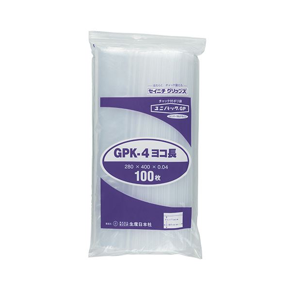 【送料無料】(まとめ) セイニチ ユニパックGP ヨコ長タイプヨコ400×タテ280×厚み0.04mm GPK-4ヨコナガ 1パック（100枚） 【×10セット】