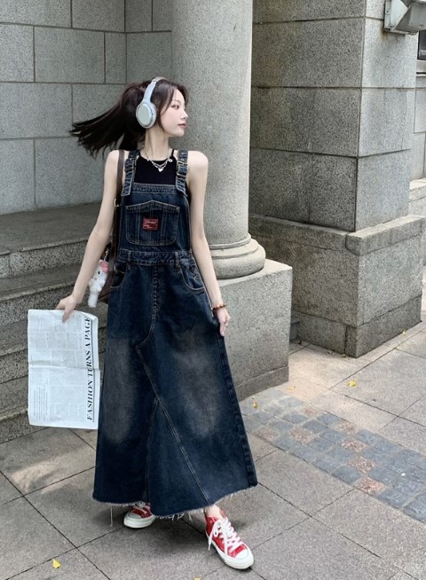 専用　ハーリップトゥ　デニムトリムボリュームスリーブドレス　Sサイズ　マキシ 専用 ハーリップトゥ デニムトリムボリュームスリーブドレス Sサイズ