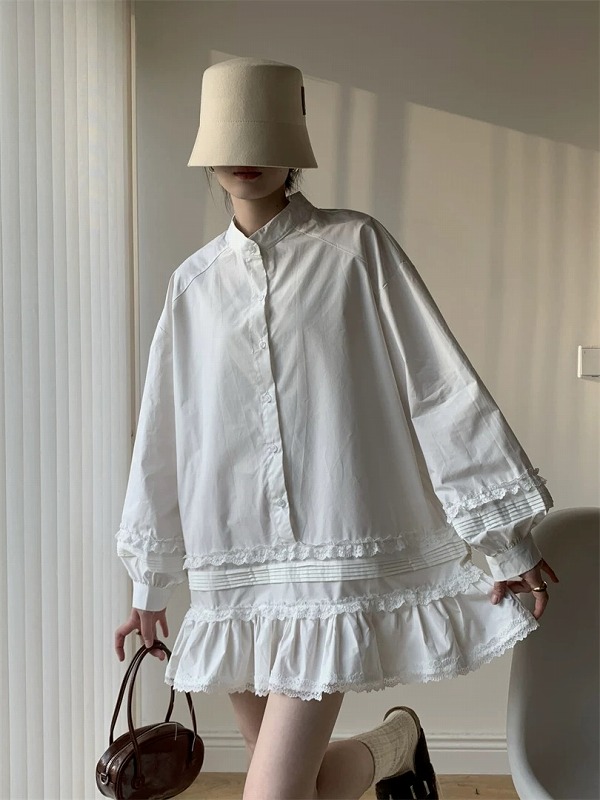 長袖ワンピース フリル 切り替え 体型カバー 着痩せ レース【大きいサイズ レディース 春夏 結婚式 きれいめ タイト フォーマル 大人 上品 チュニック one-piece】
