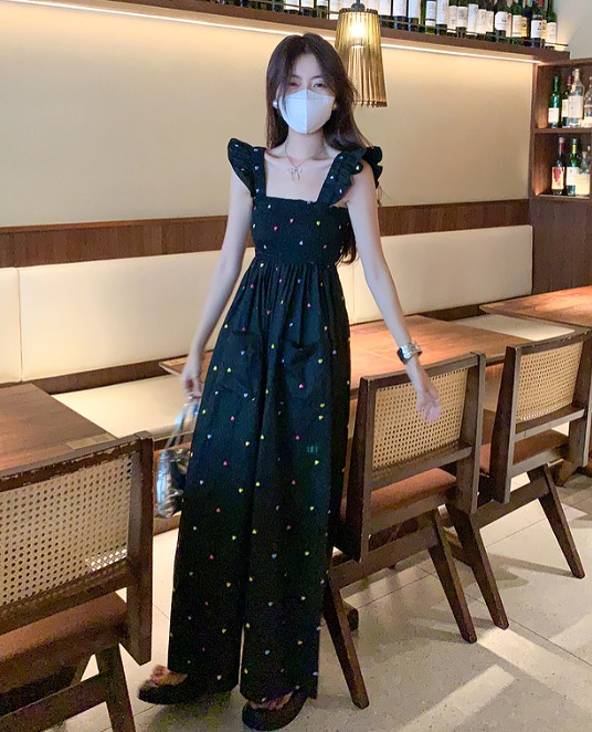 オールインワン オーバーオール 切り替え バイカラー【大きいサイズ レディース 春夏 スカート パンツ ガウチョ ドレス サロペット ロンパース all-in-one】