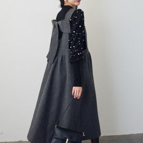 レースバブルスリーブ ランタンスリーブニット /ワンピース セット【大きいサイズ レディース 春夏 結婚式 きれいめ タイト フォーマル 大人 上品 チュニック one-piece】