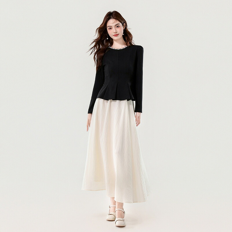トップス ロングスカート 2点セット【大きいサイズ レディース 春夏 きれいめ 可愛い かわいい チュニック tops】