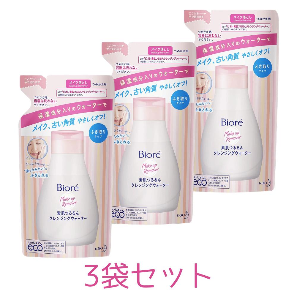 3個書き割り ビオレ Bior ひと肌つるるんクレンジングウォーター詰替 290ml 日本の首都南倉庫