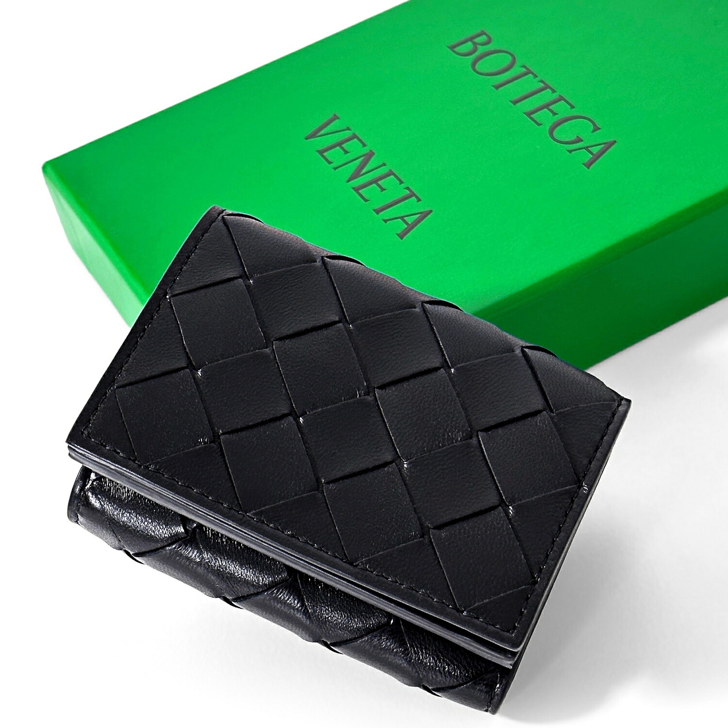 楽天市場】BOTTEGA VENETA 三つ折り財布 小銭入れ付き 黒 イントレ 