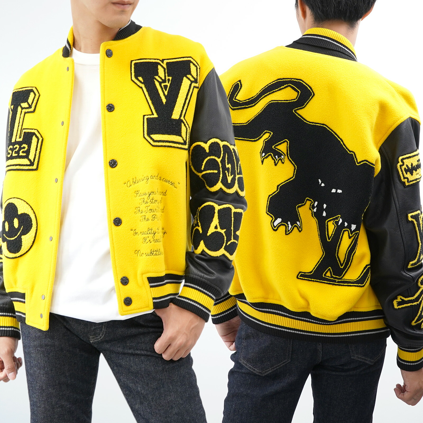 Louis Vuitton ルイヴィトン 2022 LV 上衣 RM221 IZ3 HML81E 黄色 黒いこと スタジャン メンズ 成人男性 一般受け おすすめ 差し上げ物 ロゴタイプ 【中古】