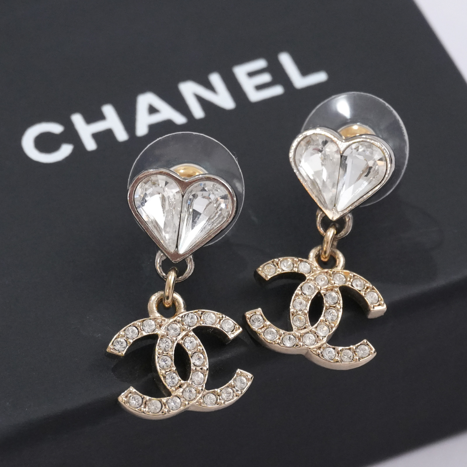 【美品】CHANEL シャネル ココ ラインストーン パール シルバー ゴールド ピアス レディース 女性 人気 おすすめ プレゼント ロゴ【中古】