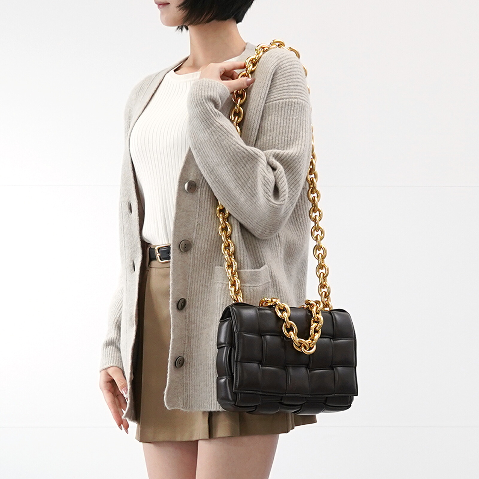 【新品同様＋】BOTTEGA VENETA ショルダーバッグ ボッテガヴェネタ フォンダン ブラウン カセット チェーン バッグ レディース 女性 人気 おすすめ プレゼント ロゴ【中古】