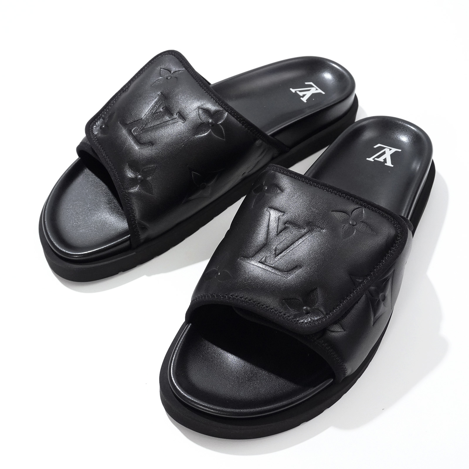 【新品 未当て嵌める】Louis Vuitton ルイヴィトン モノグラムジャイアント サンダル メンズ 成人男性 一般受け おすすめ 差し上げ物 ロゴタイプ【中古】