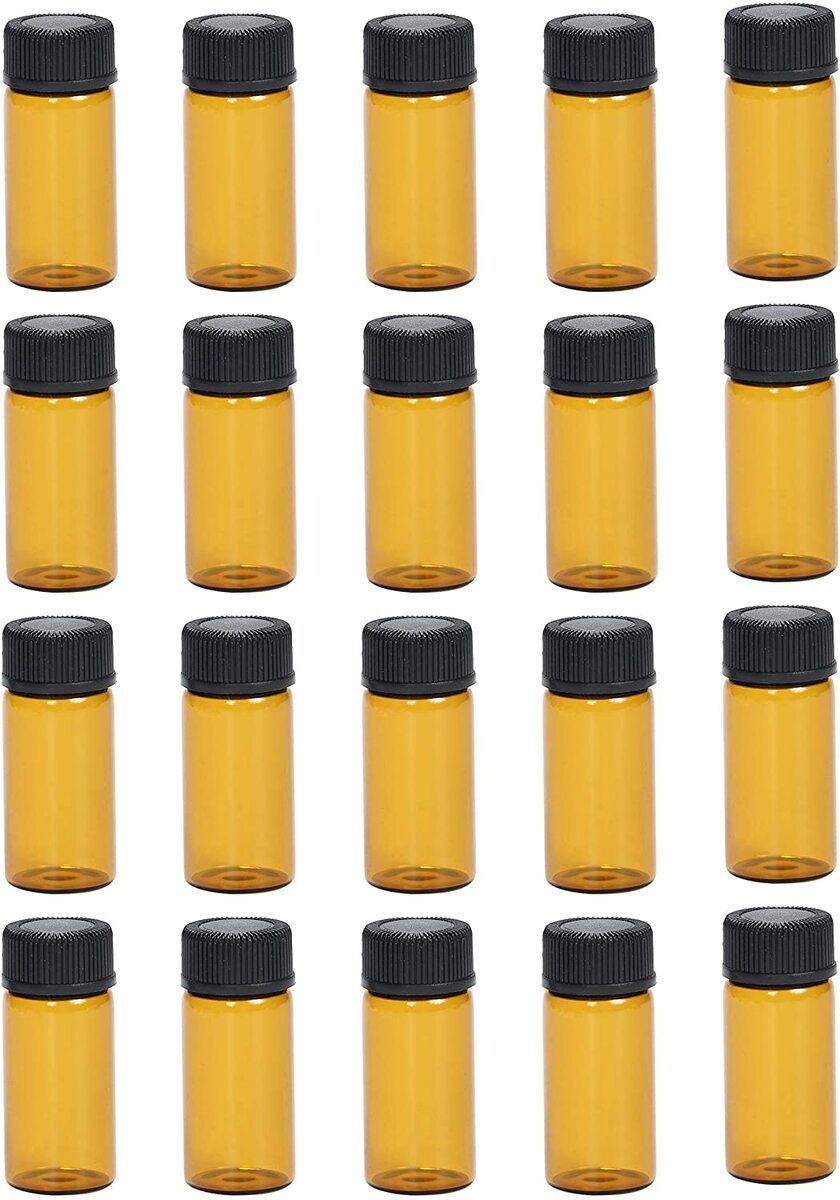 楽天市場】遮光瓶 遮光ビン 5ml （アンバー）×10本 セット 黒キャップ