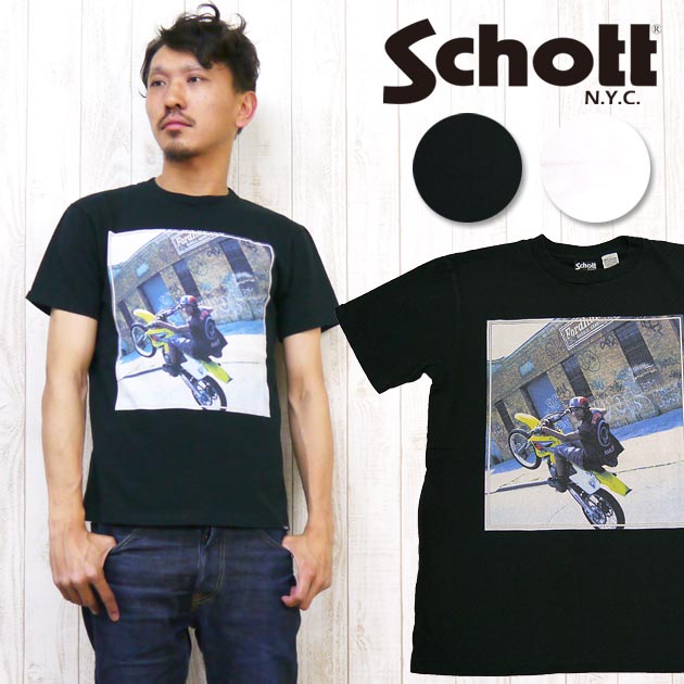 ショット Schott×Janette Beckman Ｔシャツ 半袖 「BIKE LIFE」 フォト プリント コラボレーション ジャネットベックマン 3143054