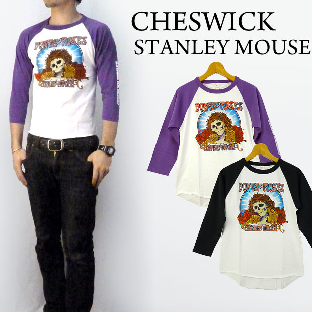 CHESWICK×STANLEY MOUSE チェスウィック グラフィック刷り上げる・野球Ｔシャツ「BONES\u0026ROSES」 トップス-メンズファッション