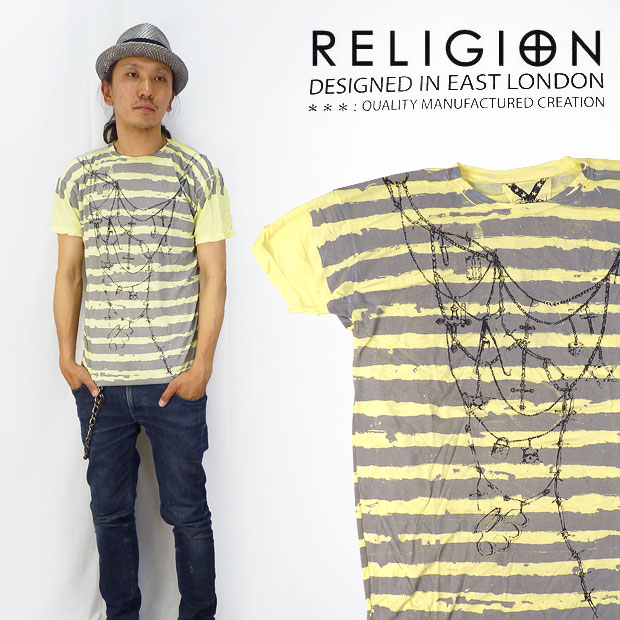 RELIGION レリジョン フェイクプリントレーヨンTシャツ「チェーン」|アースマーケット