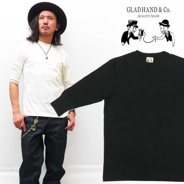 楽天市場】GLAD HAND グラッドハンド 5分袖 Tシャツ ヘンリーネック 胸