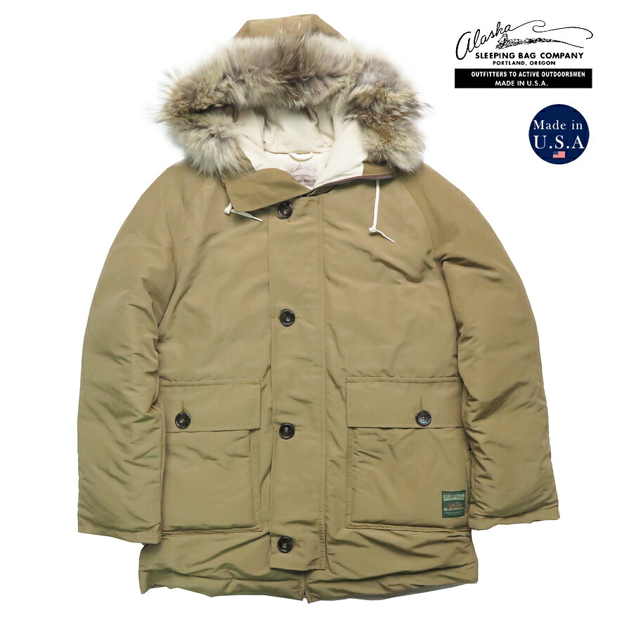 ALASKA SLEEPING BAG アラスカスリーピングバッグ グースダウン ジャケット コヨーテファーフード ARCTIC WORK & HUNTING COAT SUGAR CANE シュガーケーン AS15211｜アースマーケット