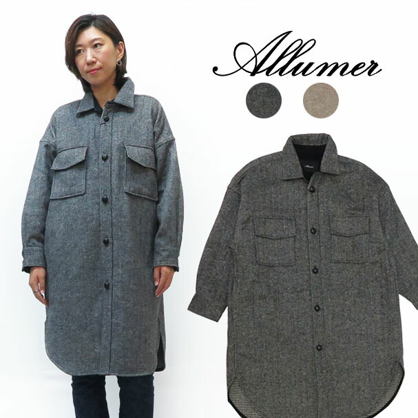 Allumer アリュメール 長袖 ビッグプルオーバー 厚地の外套 上衣  レディース 8179253