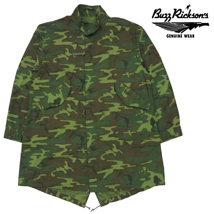 バズリクソンズ Buzz Rickson\u0027s 間鴨フラ柄 M-65 ボンネット絶無遣りかた 貝殼パーカー CAMOUFLAGE WATER REPELLENT CIVILIAN MODEL モッズコート BR15837
