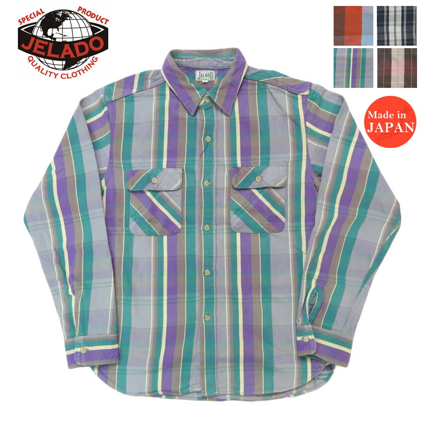 JELADO ジェラード 長袖 フランネル シャツ レギュラー丈 Unionworkers Shirt Regular チェック柄 JP12108｜アースマーケット