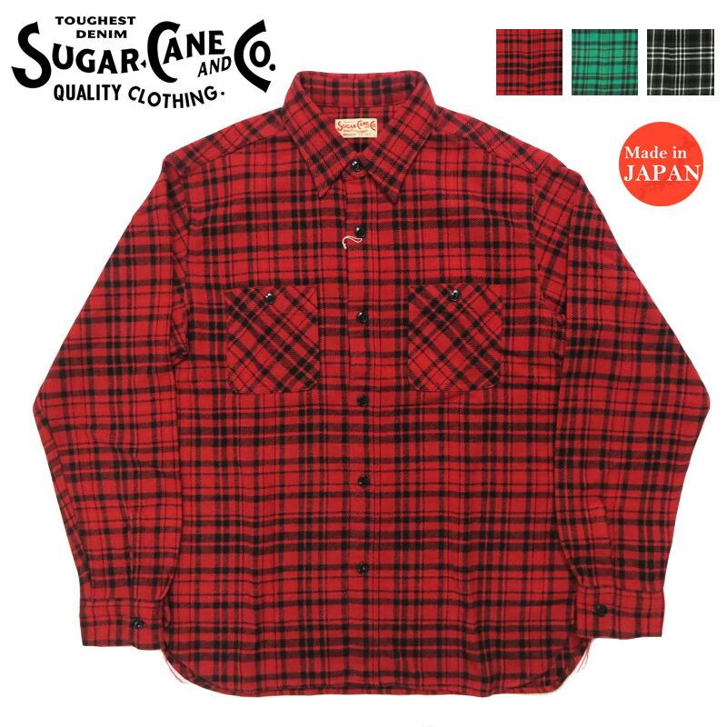 楽天市場】シュガーケーン SUGAR CANE インディゴチェックワークシャツ