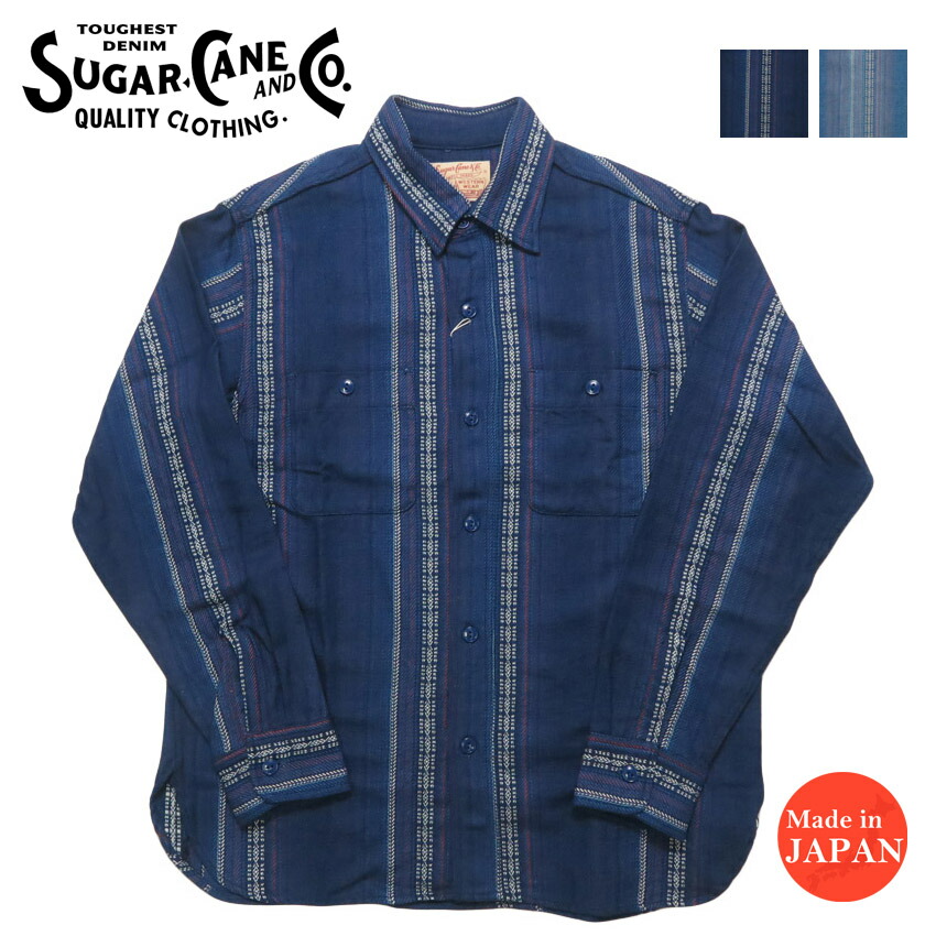 シュガーケーン SUGAR CANE 長袖 ネイティブアメリカン 細工物 プルオーバー NATIVE AMERICAN INDIGO DOBBY WORK SHIRT SC29579