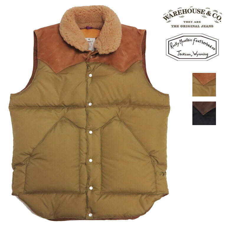 ウェアハウス ダブルワークス ヨークレザー ダウンベスト ロッキーマウンテン S ウェアハウス ダブルワークス ヨークレザー ダウンベスト
