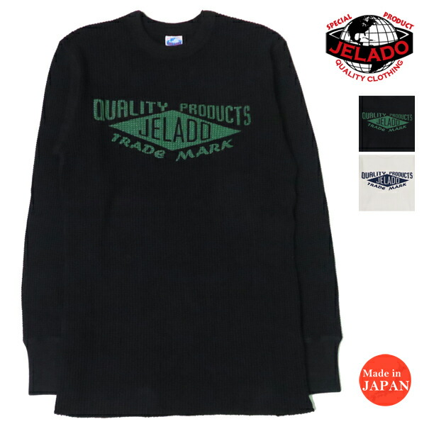 JELADO ジェラード メガ サーマル クルーネック 長袖 Tシャツ ロゴプリント Official Logo カットソー AB94234｜アースマーケット