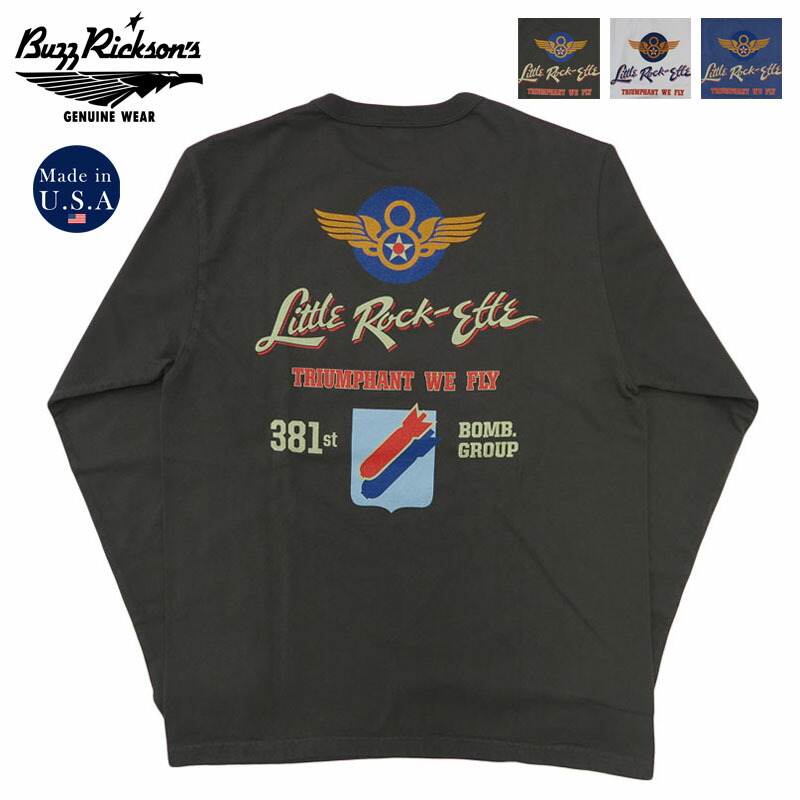 バズリクソンズ BUZZ RICKSON\u0027S 長袖 プルオーバー 刷り上げる \"381st BOMB.GROUP\"" MADE IN USA BR69699"
